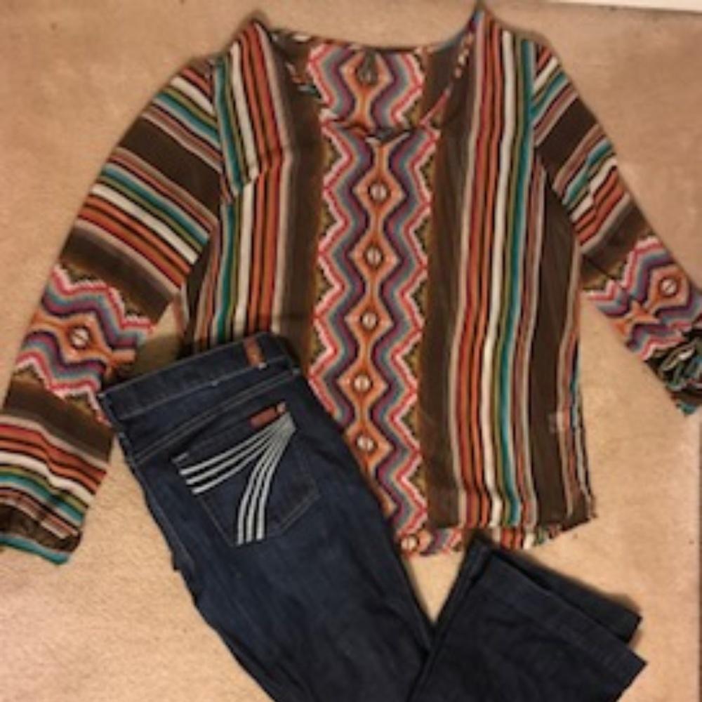 Aztec print sheer ladies blouse